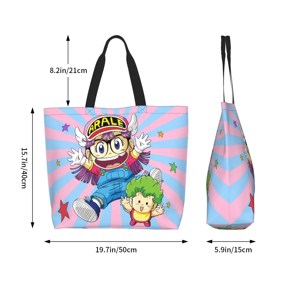 Fashion Print Dr. Slump Anime Manga Tote Shopping Bags Portable Canvas Shoulder Shopper Arale Norimaki And Gatchan Handbag