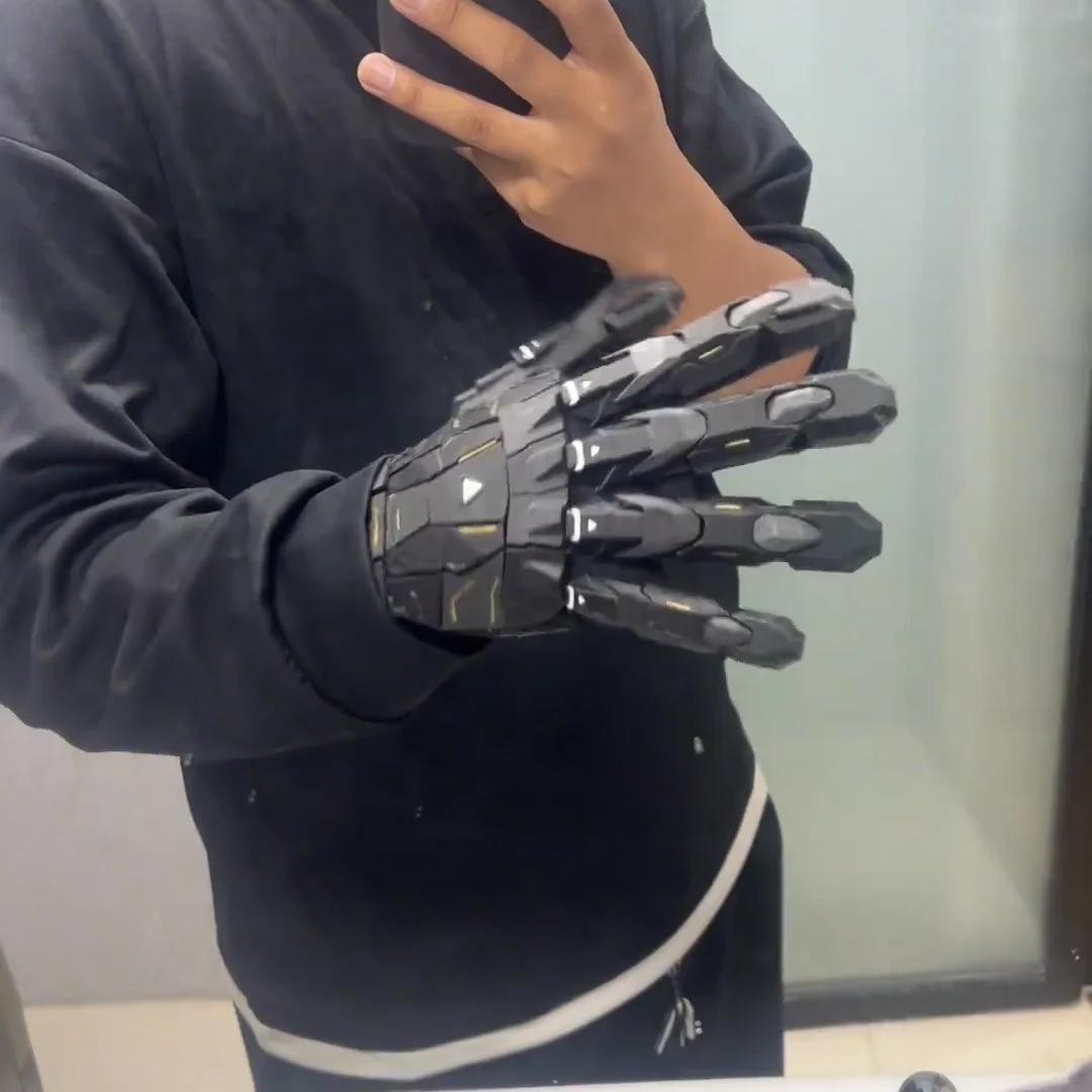 ثلاثية الأبعاد الطباعة اليدوية الإلتصاق الشرير قفازات ميكانيكية خمر القوطية يمكن ارتداؤها اليد درع للجنسين Techwear تأثيري قفازات الهيكل الخارجي #6