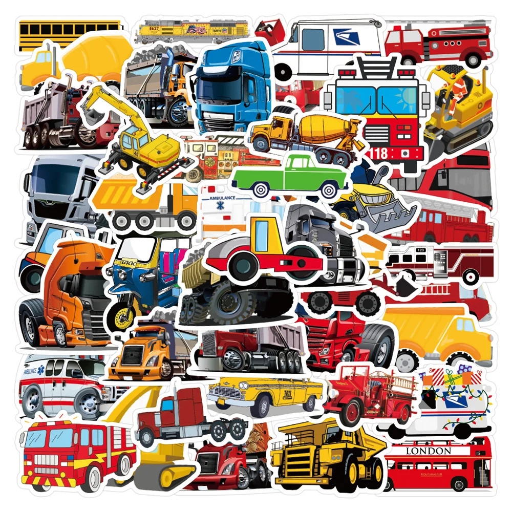 50PCS Cartoon New Car Truck Personalized Graffiti Creative Sticker Toy Guitar Mobile Phone Computer Refrigerator Desk Decoration