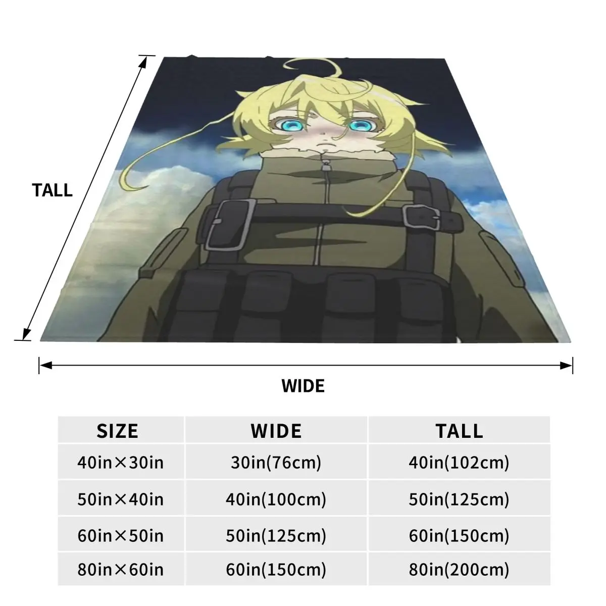 Saga Of Tanya The Evil Anime Blankets Soft Warm Flannel Throw Blanket Bedspread for Bed Travel Home Couch