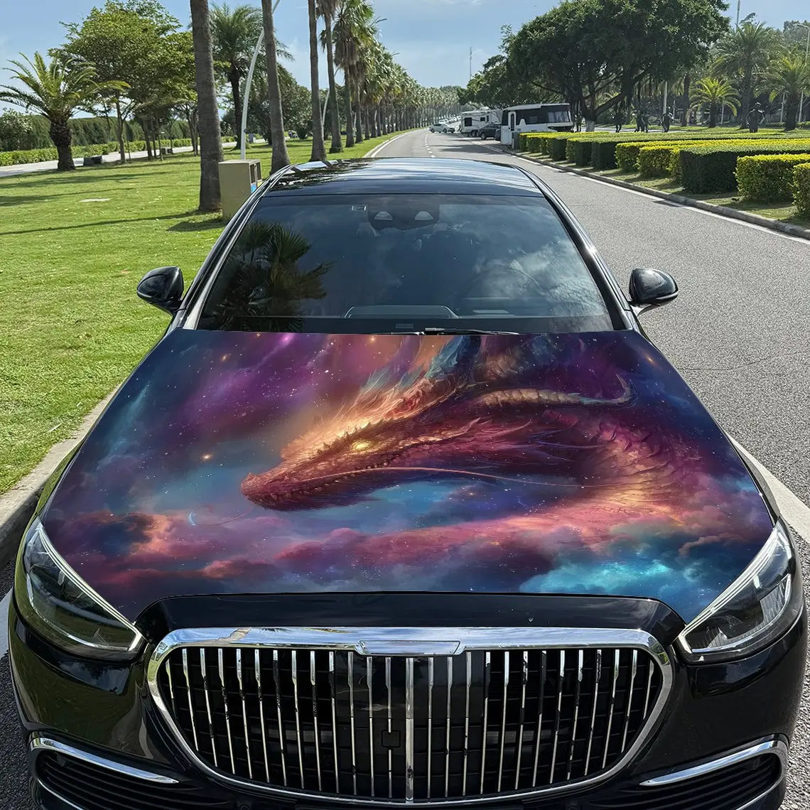 The dragon hidden in the clouds Car hood packaging sticker, PVC material, self-adhesive waterproof, anti-slip paint, car exterio