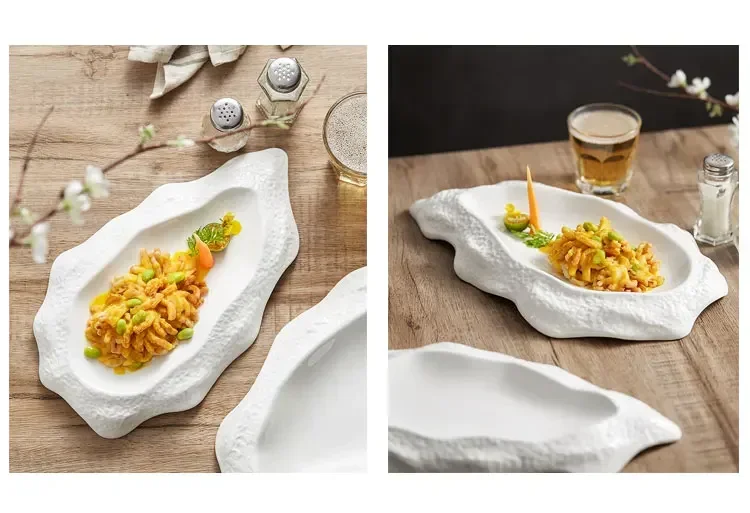 Plate Western Tableware Nordic Style Steak Restaurant Sushi Dessert Creative Plate Dinner Household Kitchen White Ceramic