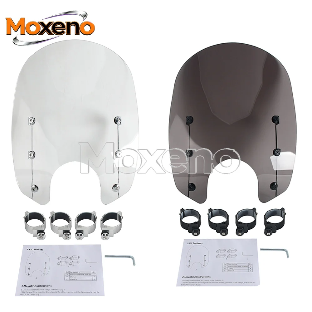 Motorcycle Windshield w/Fork Clamp Front Fairing Wind Screen For Softail FXBB FXBBS FXST FXLR Dyna FXD FXDC FXDLS FXDL FXDI35