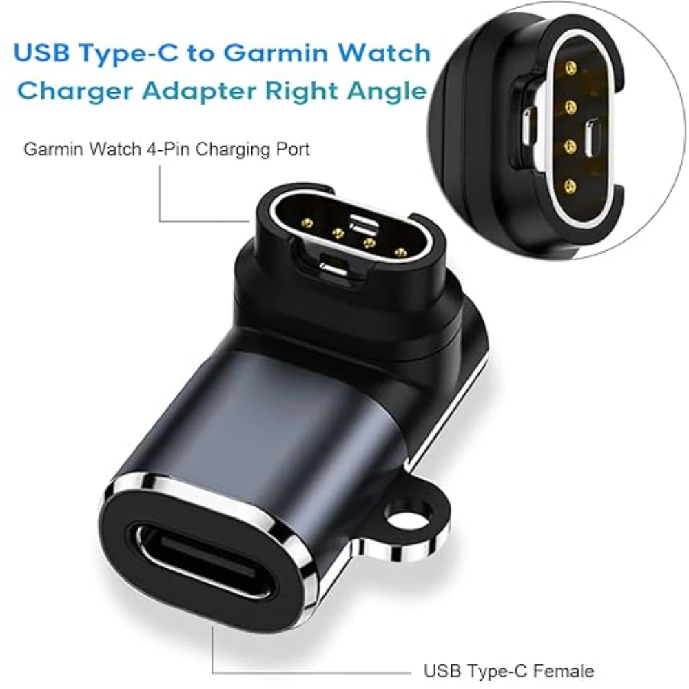 USB C 90 Degree Adapter,Garmin Watch Charger to USB C Cable Converter for Garmin Fenix 7 7S 7X 6S 6X 5 5S 5X,Forerunner 945