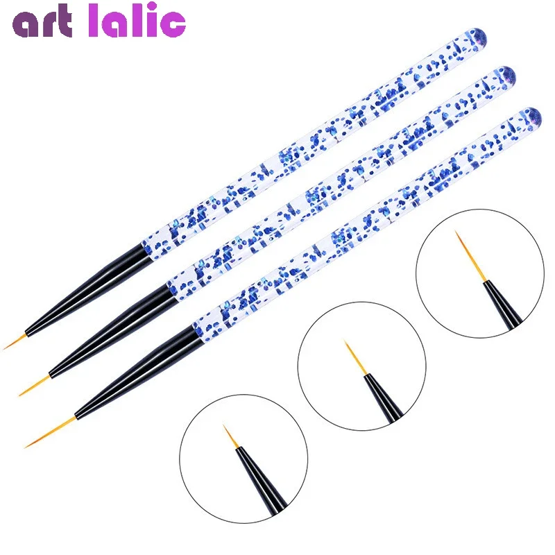 3Pcs Nail Art Brush Set Liner for Flower Design Gel Polish Fine Detailing DIY Manicure Decoration Tool Kit
