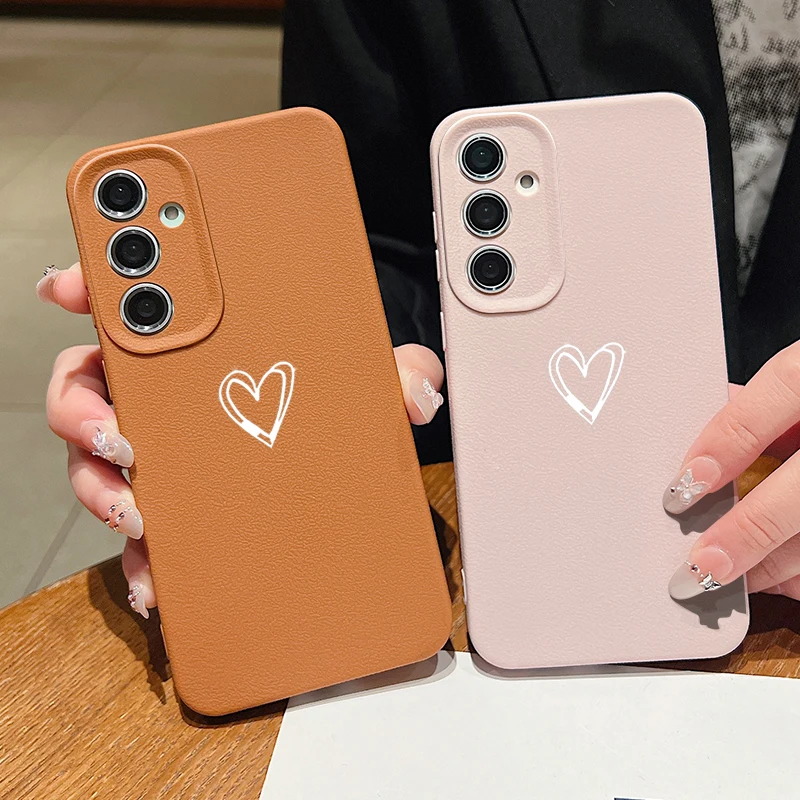 

Чехол для телефона с узором Love Heart для Samsung Galaxy S25 S24 S23 Ultra S25 Edge S24 FE S22 S21 Plus, задняя крышка из ТПУ с текстурой кожи