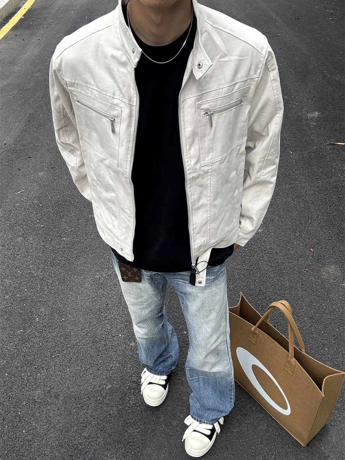 Cleanfit Harrington Short Washed American Style Workwear Jacket Men's Detroit Deconstructed Checkered Outerwear Casual Coat