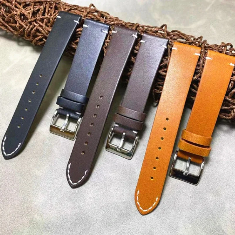 Quick Release Convenient Watch Band Genuine Leather Cowhide 14 16 18 20 22mm Brown Black Coffee with Tool Replace Watch Strap