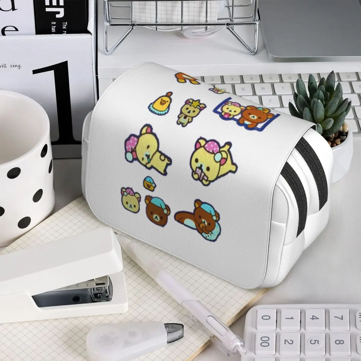 

Пенал Rilakkuma Sakura для студентов, подарочный пенал-коробка, сумка для канцелярских принадлежностей, органайзер для ручек