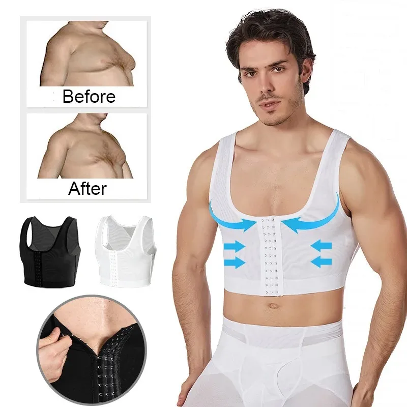 Gynecomastia Tightening Chest Binder Vest Slimming Body Shaper Hide Moobs Corset Shapewear Compression Belt Breathable Underwear