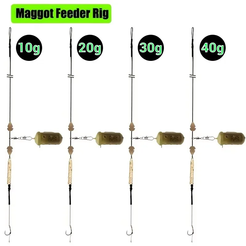 Pre-Rigged Bait Cage Hooks with Live Worm Design | 10g/20g/30g/40g Weights Available