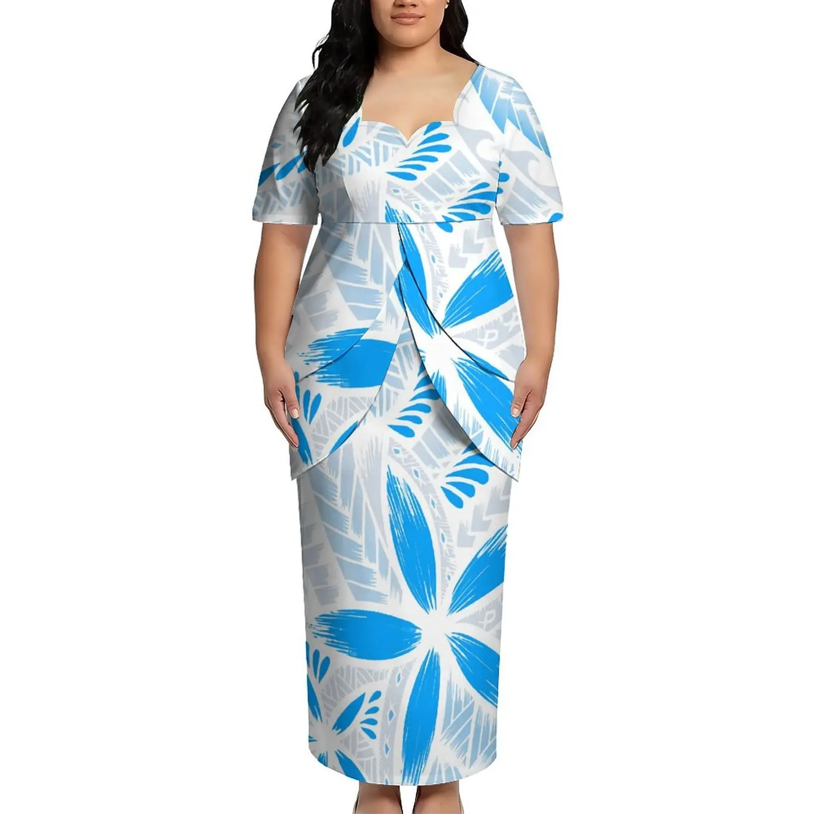 Specialty Clothing 3d High-Definition Printing  Puletasi Flower Petal Double-Tiered Fringed Skirt Set High Quality Polynesian