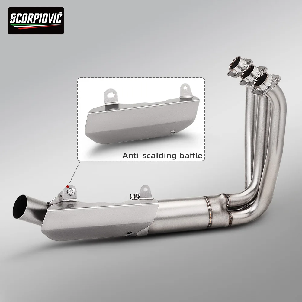 Slip On Motorcycle Exhaust System Dual Oxygen Sensor Front Header & Tail Pipe For CF675SR-R 675NK Sport Bike