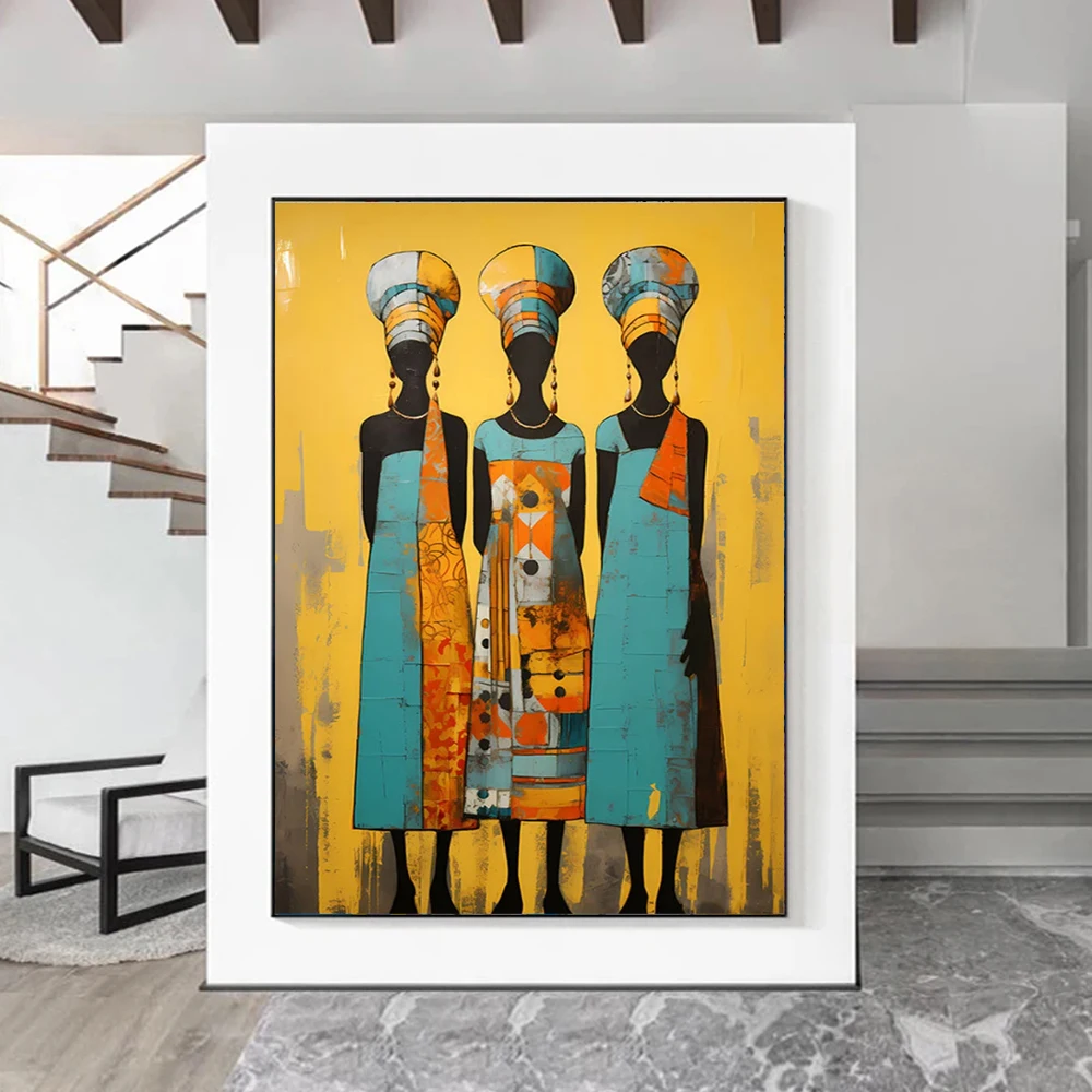 

African Women Art Poster Prints For Living Room Home Decor Africa Tribal Traditional Abstract Girls Canvas Painting Wall Art