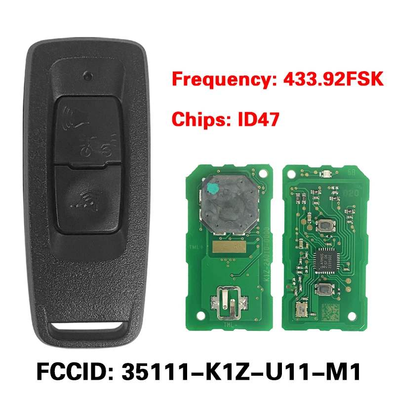 

MK0019 Original 2 Buttons Smart Motorcycle Key For H-onda PCX160 FORZA NSS350 2021+ Remote 35111-K1Z-U11-M1 Chip ID47 433.92Mhz