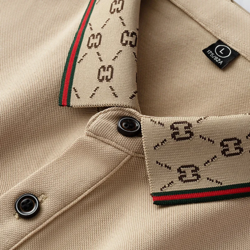 Hochwertiges Marken-Poloshirt mit kurzen Ärmeln, modisches Buchstabenprägungsdesign, Revers-T-Shirt, Sommer-Baumwoll-T-Shirt, atmungsaktiv, lässige Herrenbekleidung – Detail 35