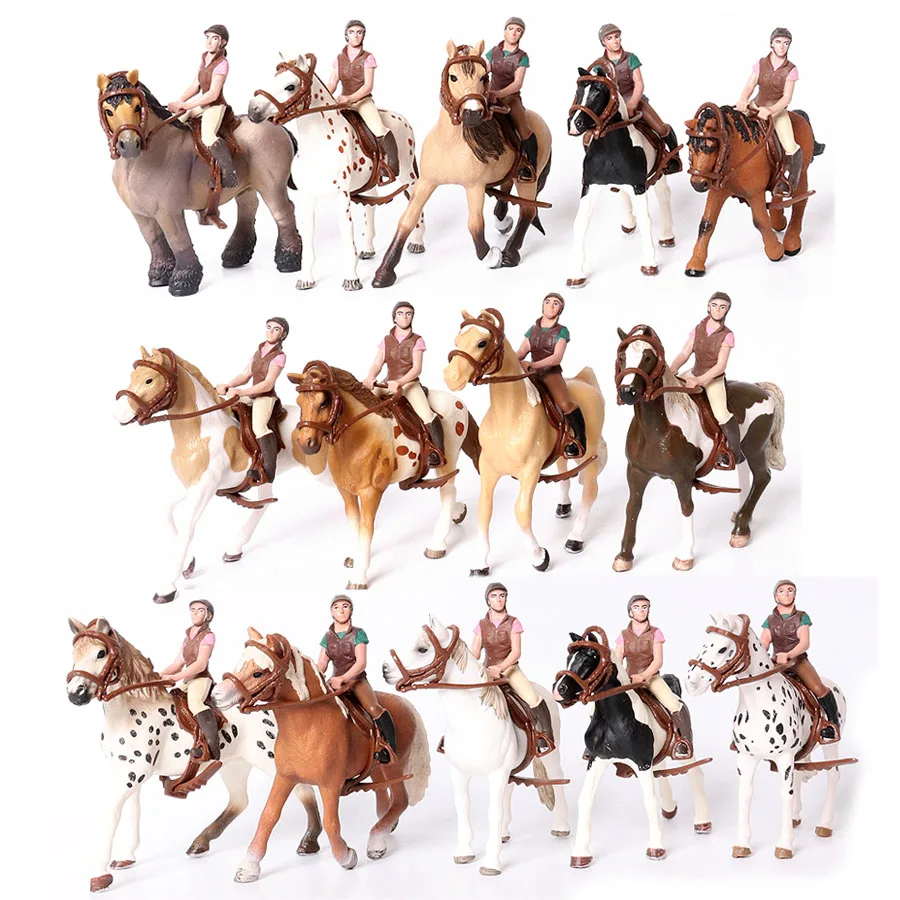 Simulation Equestrian Horse Animal Model Action Figures Horseman Rider Saddle Figurines Home Decoration Educational Toys Gift