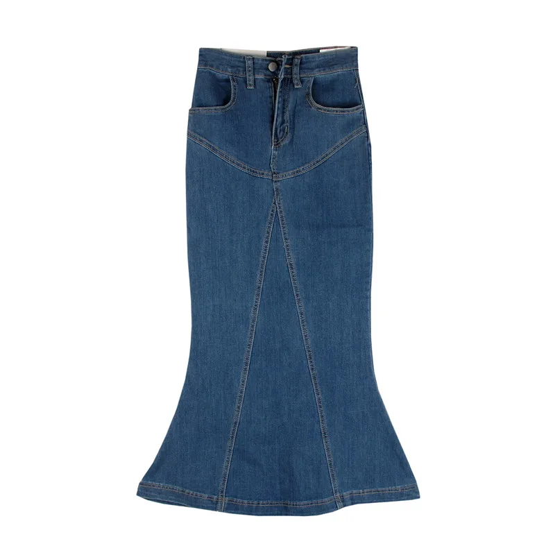 

High Waist Slim Bag Hip Fishtail Skirt Women Fashion Streetwear Calf-Length Denim Mermaid Skirt s152