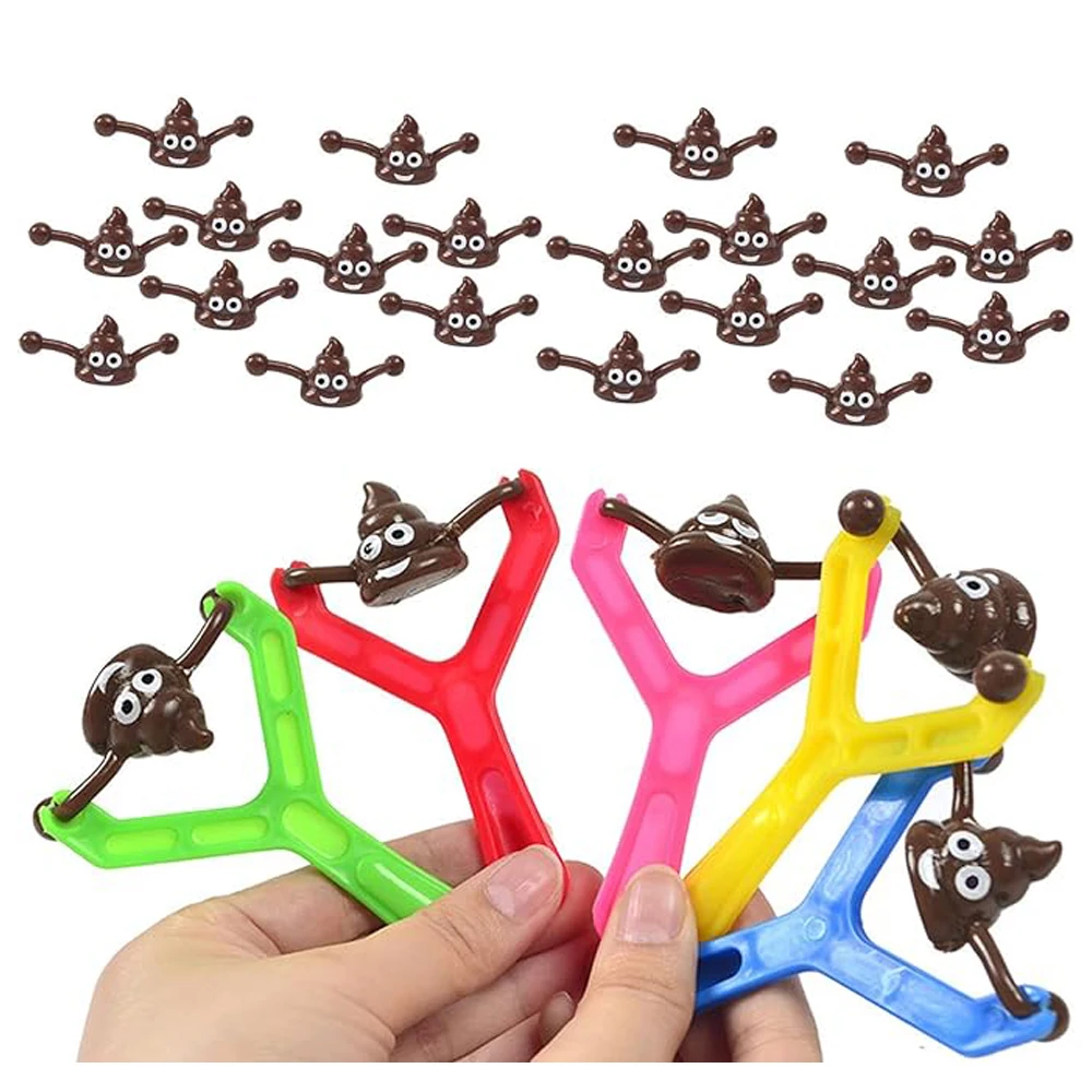 

10PCS Mini Rubber Slingshot Flying Poop Slingshot Toy Stretchy Toy Rubber Finger Slingshot Toys Stress Relief Toy Gift for Kids