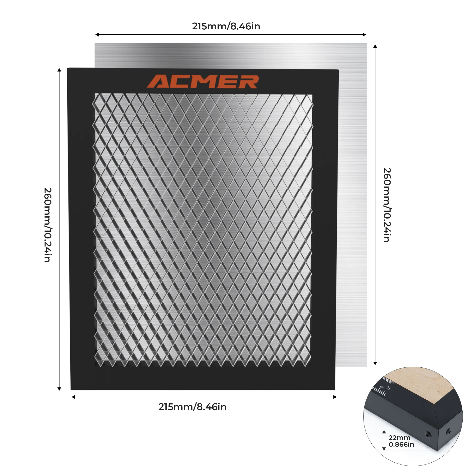 ACMER Wabenbett Arbeitstisch Panel Universal Board mit Erhöhungspad Desktop Schutz Wärmeableitung für Lasergravierer