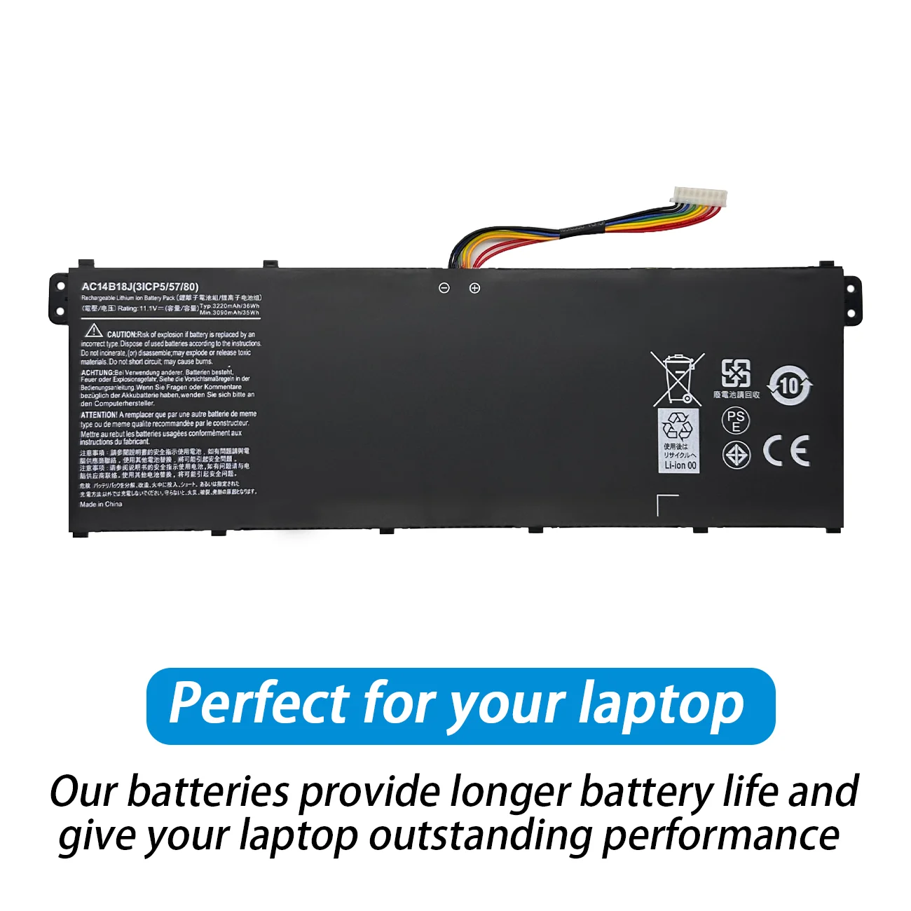 AC14B18J  Laptop Battery for Acer Aspire E3-111 E3-112 E3-112M ES1-531 MS2394 B115-MP EX2519 N15Q3 N15W4 AC14B13J 11.1V 36WH