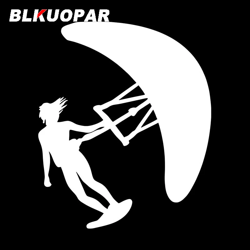 BLKUOPAR Single-handed Inclined Kite Surfing Car Stickers Water Adventure Decal Sunscreen Die Cut VAN Bumper Car Goods