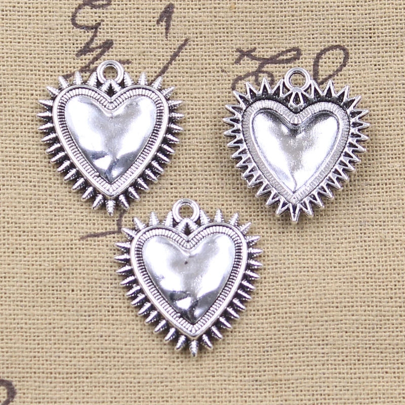 12pcs Charms Thorns Bramble Heart 27x24mm Tibetan Silver Color Pendants Antique Jewelry Making DIY Handmade Craft