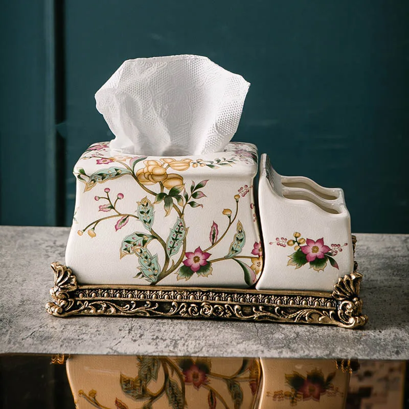

Керамическая коробка для салфеток в деревенском стиле, коробка для хранения мелочей, коробка для салфеток для гостиной, элегантное настольное украшение, коробка для хранения для дома