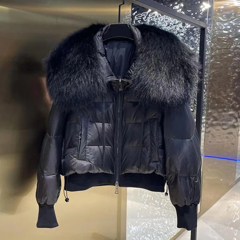 Factory Direct Goose Down Puffer Jacket For Women Big Raccoon Fur Collar Parka Winter Windproof Coat Hooded