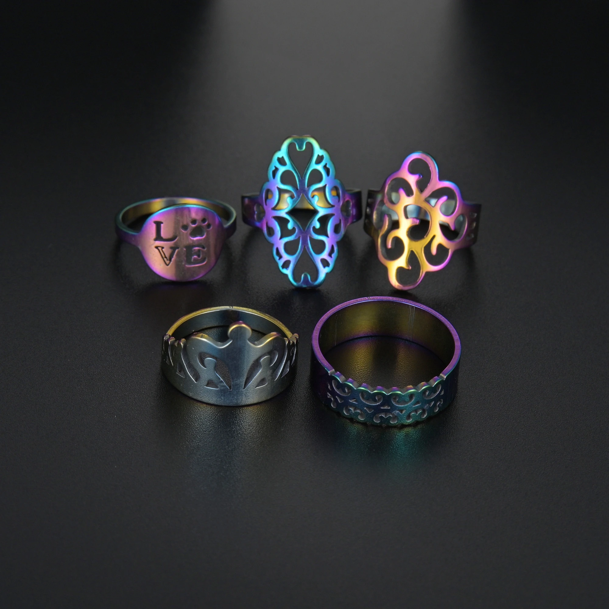 5 Pcs Random Size Multi Styles Geometric Punk Twist Joint Ring Sets For Women Lucky Finger Rings Fashion Jewelry Gift