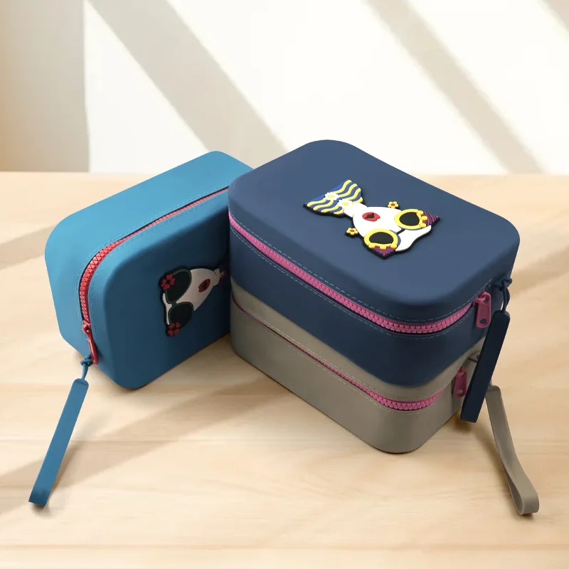 متعددة الأغراض حقيبة مستحضرات التجميل سيليكون حقيبة التخزين المنظم سحاب عازل للماء حمل كيس مزموم صندوق الغبار سعة كبيرة B1 #4