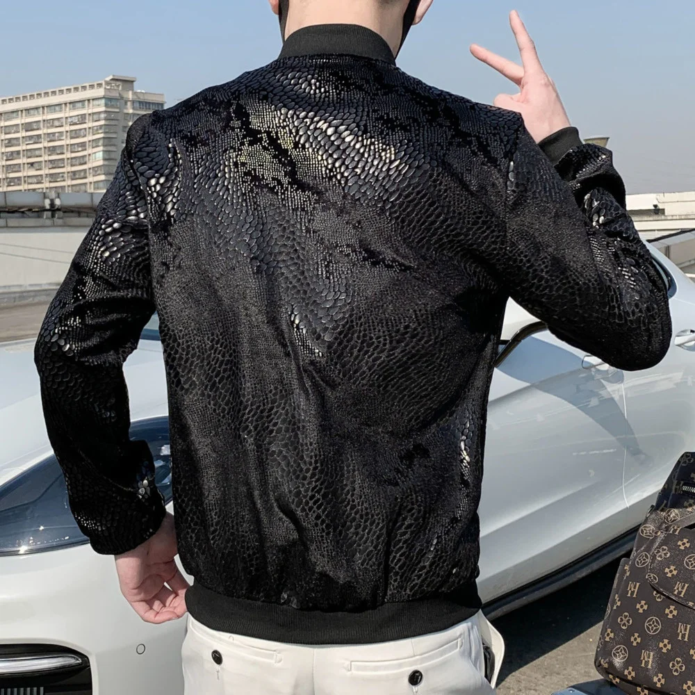 Sunscreen Chaqueta Clothes Hombre Snake Printing Jacket Sociology Loose Coat Man 2023 Summer Fashion Shining Night Clothes