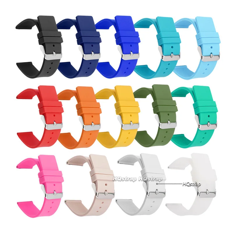 Silicone Rubber Watchband 12 14 16mm 18mm 20mm 22mm 24mm Women Men Wristband Polished Buckle Strap Waterproof Sports Watch Belt