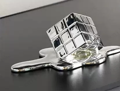 Creative resin crafts, geometric blocks, gold fluid, cubic grids, square decorations
