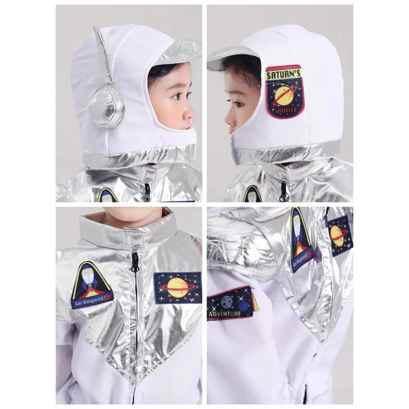 EE01 زي رائد فضاء أبيض فاخر للأولاد والبنات مناسب لأسبوع الكتاب والهالوين كرنفال خارج الفضاء تحت عنوان الحفلات للأطفال C&0Ww