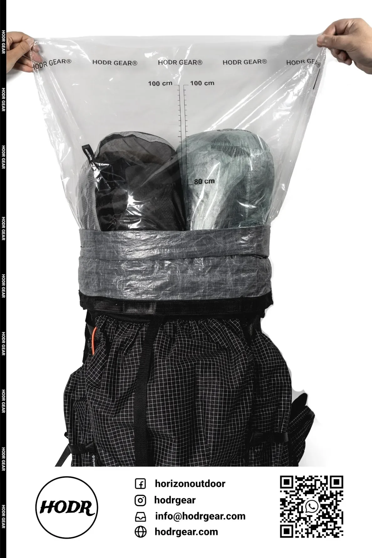 [HODRGEAR] Ultralight Polycro Pack Liner 2.0 – 2er-Pack Wasserdichter Rucksack-Liner 30μm Polyolefin-Folienrolle + Wickelverschluss 55×120cm – Detail 14
