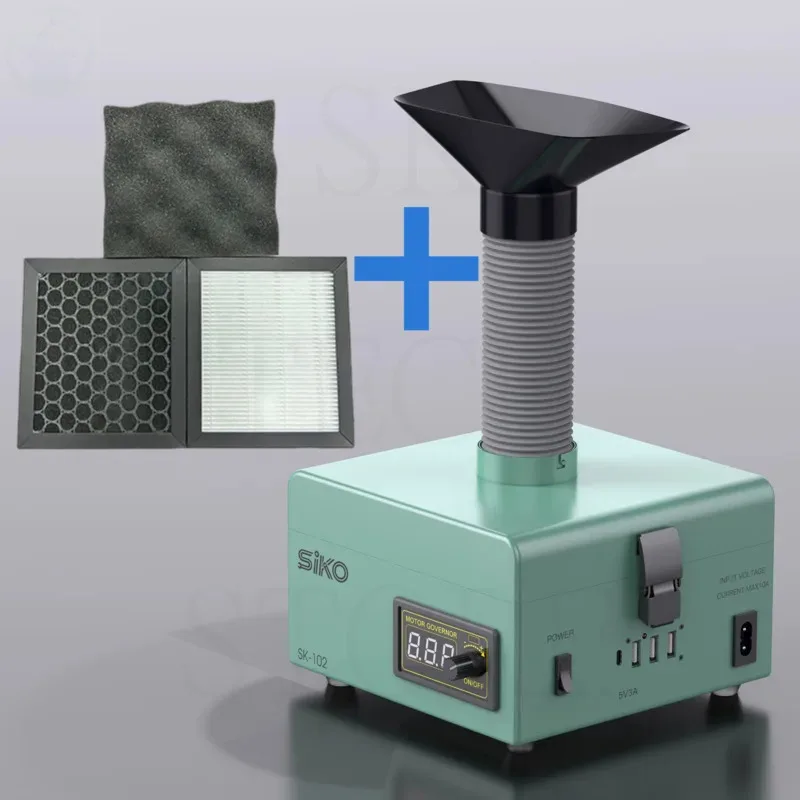 SIKO SK-102 150w Soldering Smoke Absorber ESD Fume Extractor LED Light Activated Carbon filter Sponge Solder Smoking Instrument