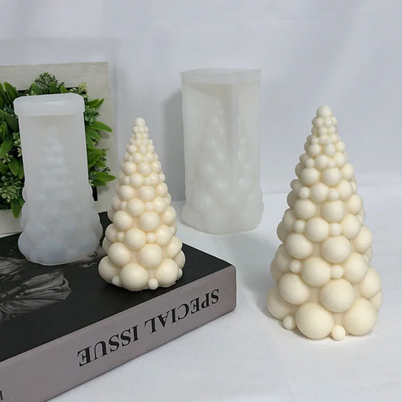 3D Christmas Bubble Tree Candle Silicone Mold Scented Candle Gypsum Resin Making Mould Chocolate Baking Tool Holiday Decor Gifts images - 6