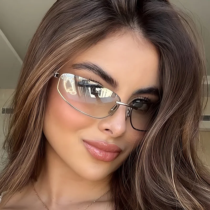 Markendesign Ovale Sonnenbrille mit kleinem Rahmen, Y2K-Mode, hochwertige konkave Form, neue Sonnenbrille, Retro, lässige Damen-Sonnenbrille, UV400