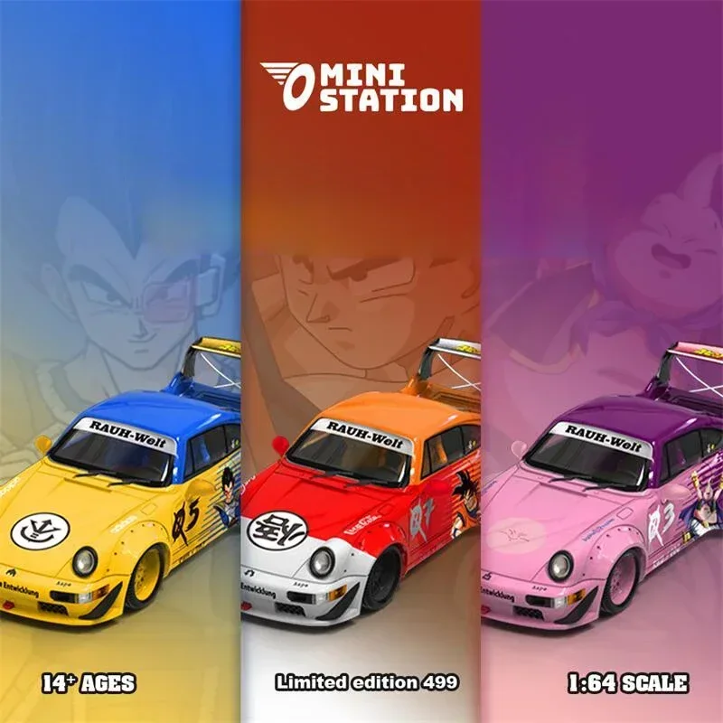 Small toys MiniStation 1:64 RWB 964 Sun Wukong Goku  Vegeta Majin Buu livery Diecast Model Car