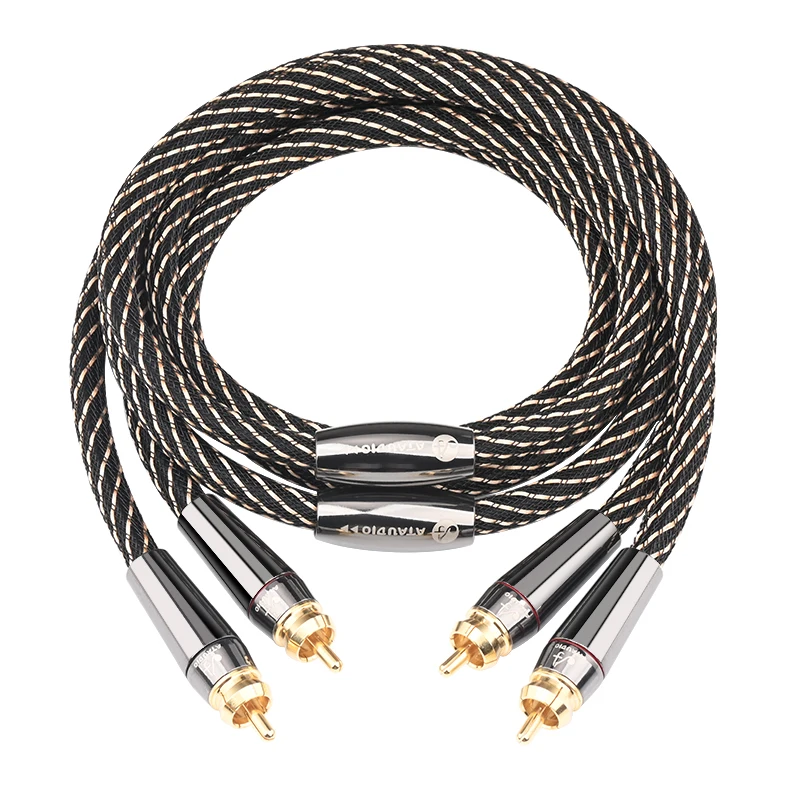 ATAUDIO HIFI stereo RCA Audio Kabel 6N OFC Stecker auf Stecker 2RCA zu 2RCA Audio Kabel mit Vergoldeten Stecker für CD Verstärker 3