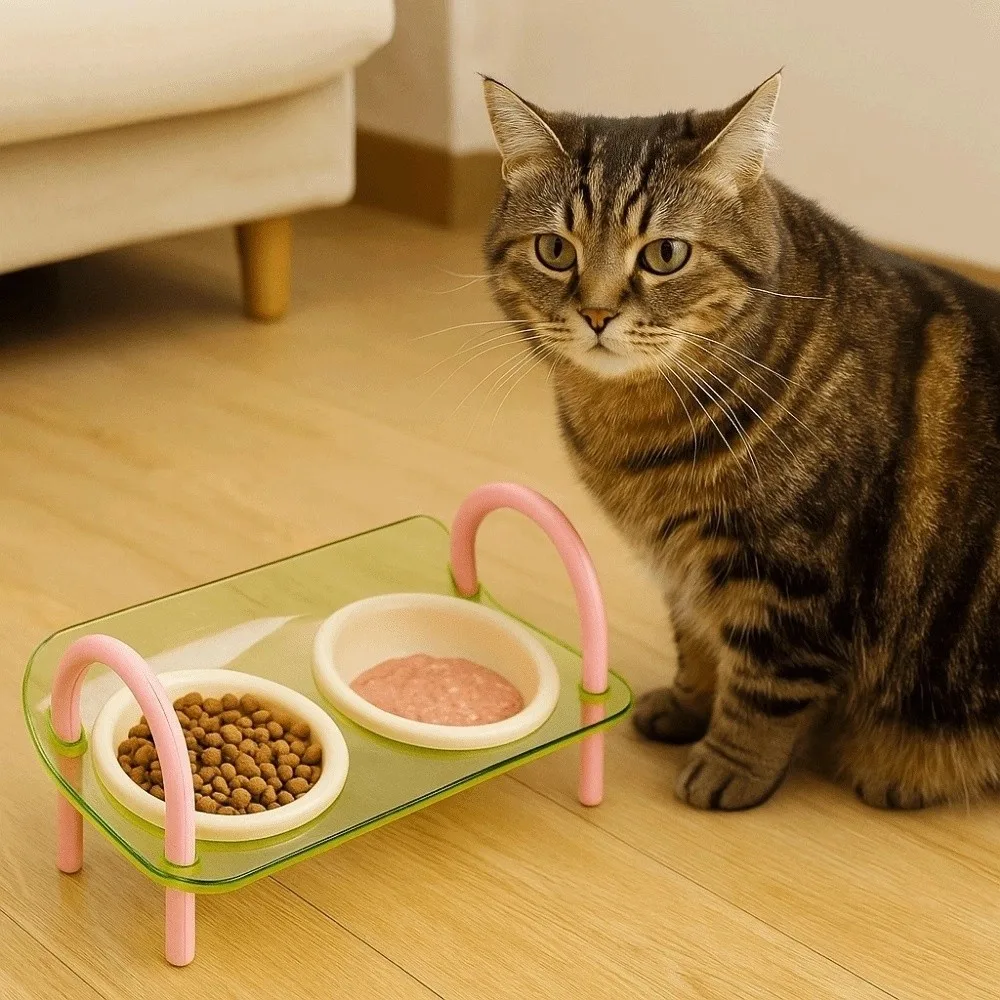 

Double Bowls Pet High Footed Bowl Anti-flip Adjustable Height Elevated Pet Feeder Bowl Anti-vomiting Stable Pet Food Dispenser