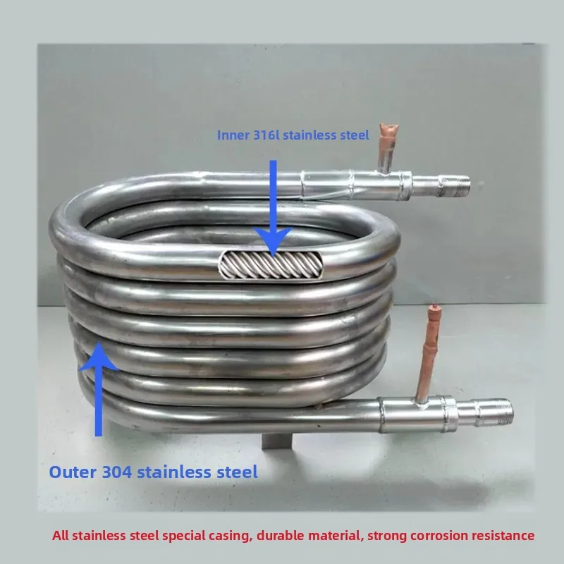 For 316 Stainless Steel Casing Heat Exchanger Professional Threaded Design for Air Energy Heat Pump Refrigeration Accessories