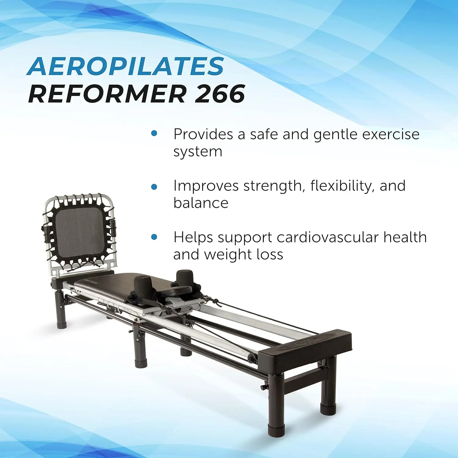 Reformer 266 - Pilates Reformer Workout Machine for Home Gym - Cardio Fitness Up to 300 lbs Weight