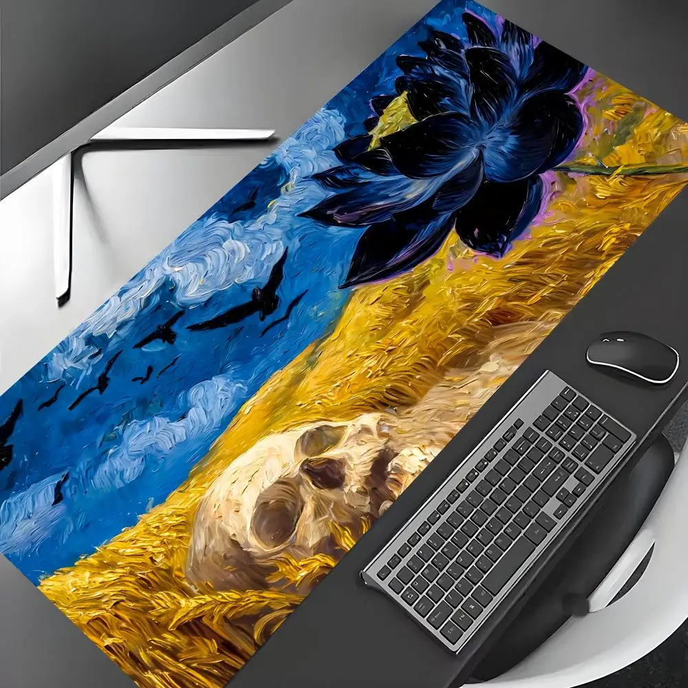 

Art Skull and black lotus Mouse Pad Desk Mat Gaming mat pc accessories rubber anti-slip keypad expansion pad office desk mat