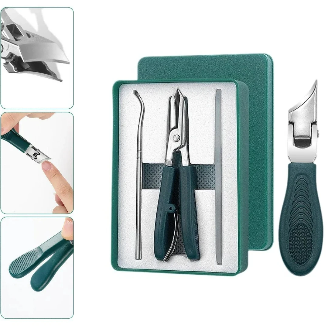 ชุดกรรไกรตัดเล็บแบบปากนกอินทรี 3 ชิ้น พร้อมที่กันเลอะ 25 °   ใบมีดโค้ง ดีไซน์ขอบเอียง แถบกว้าง คมกริบพิเศษ