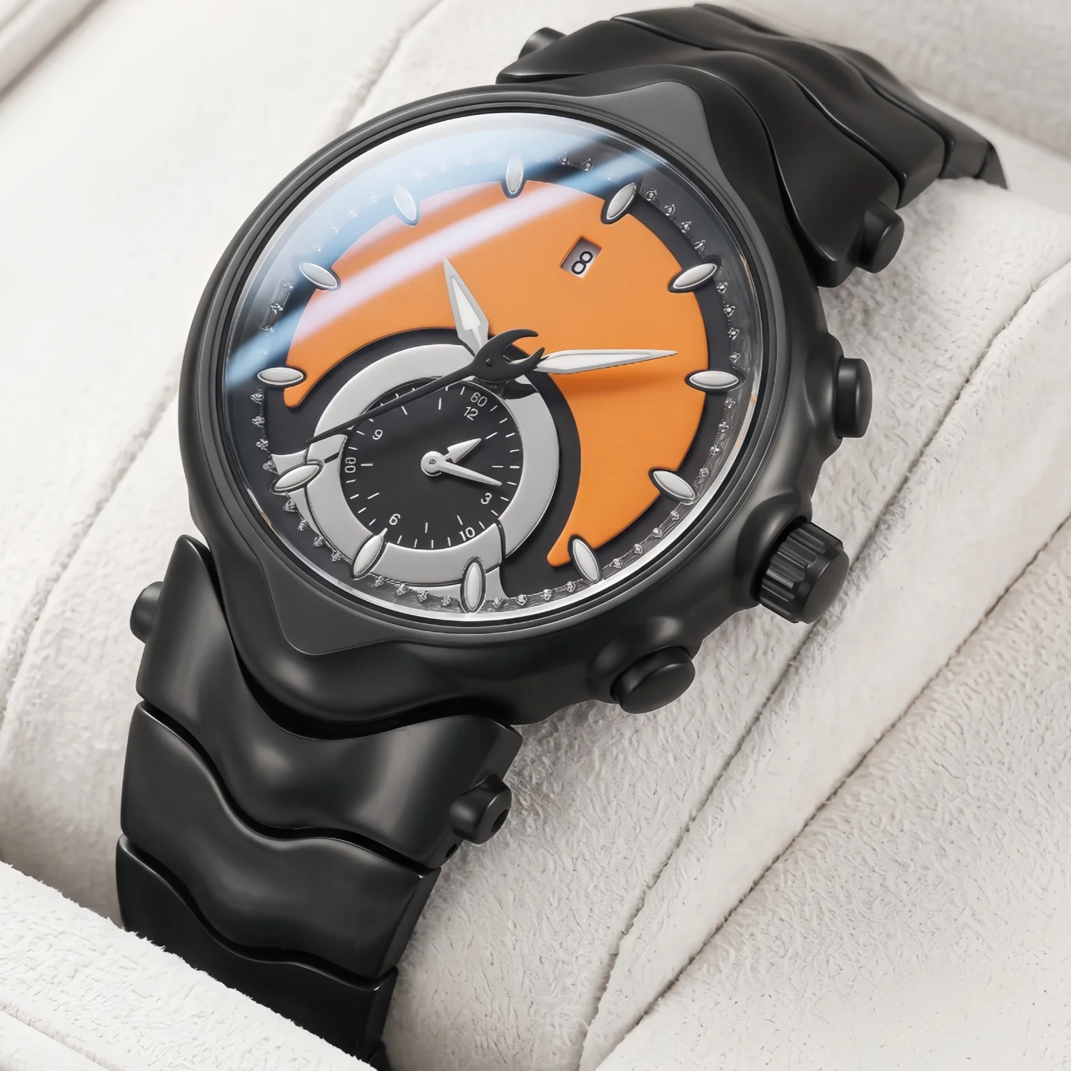 Men's quartz watch with black alloy case dial, chronograph, calendar, night light watch, suitable for daily street gifts