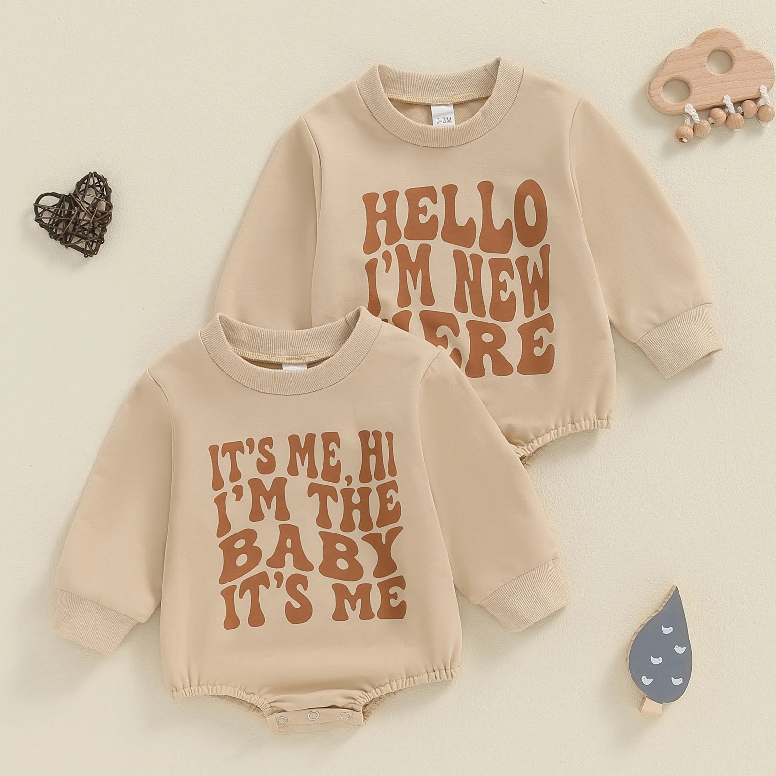 Baby Fall Sweatshirt Romper Classic Letter Print Long Sleeve Round Neck Bodysuit Newborn Boys Playsuit Costume