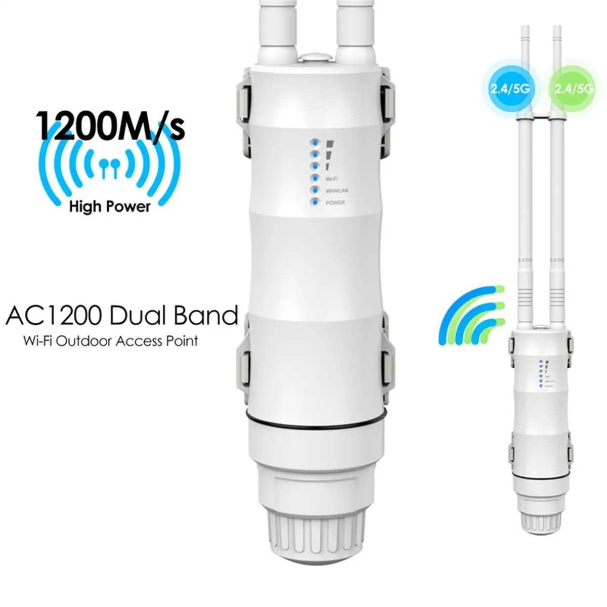 New Electronics AC1200 Wireless Outdoor Router 2.4 GHz/5 GHz Dual-Band with POE Waterproof AP Repeater 7/8 DBi Directional Anten