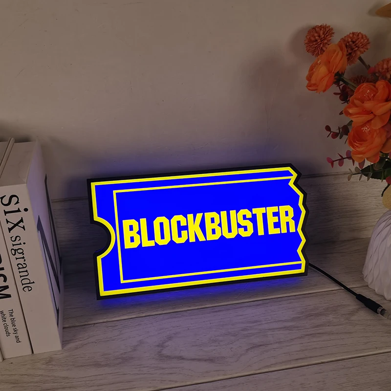 Imagem -03 - Blockbuster Jogo Logotipo Led Lightbox Sign Sala de Jogos Luz Ambiente Jogos Clube Wall Decor Impressão Nightlight Presente Personalizado do Jogador 3d